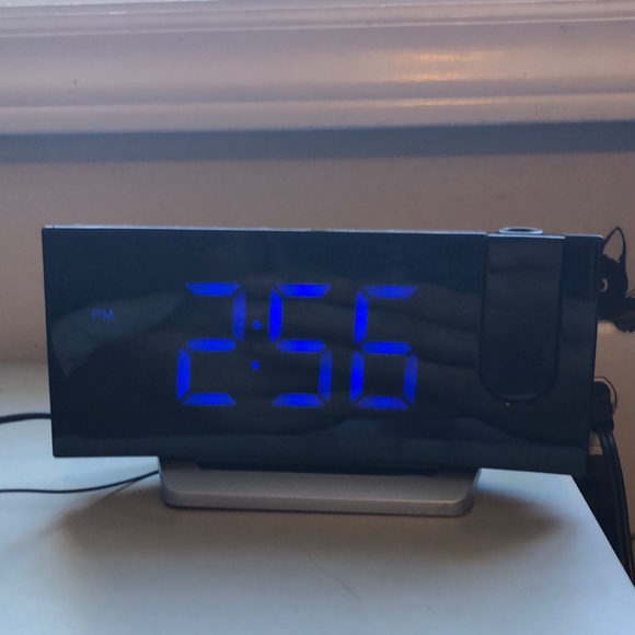 Black Digital Alarm Clock with Blue LED Display - Picture 1 of 7